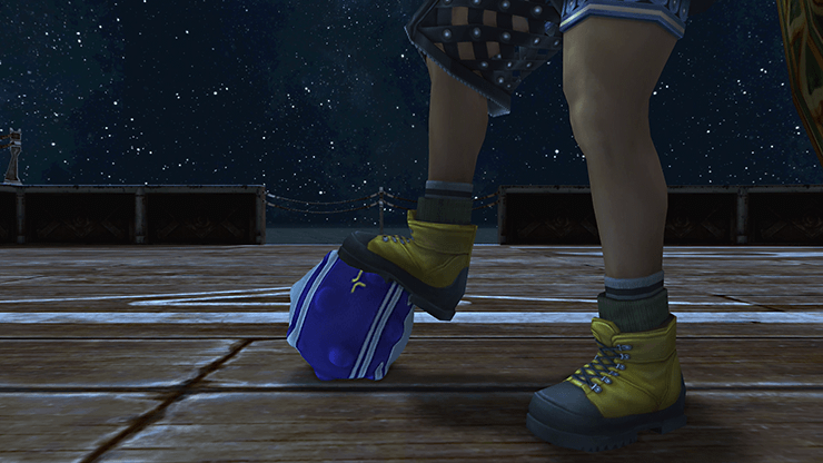 Tidus with the Blitzball on the deck of the S.S. Winno