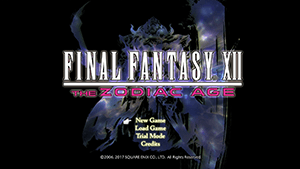 Start Screen for Final Fantasy XII
