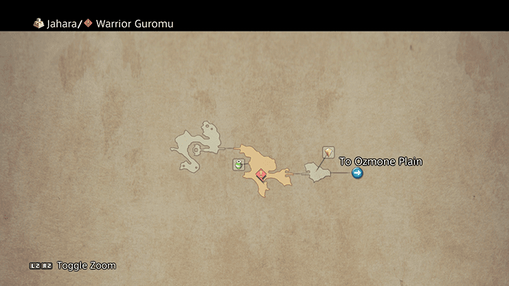 Map of where to find Warrior Guromu in Jahara