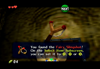 Picking up the Fairy Slingshot from a treasure chest