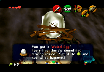 Obtaining the Weird Egg from Malon at the front of Hyrule Castle