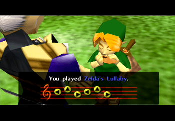 Impa teaching Zelda’s Lullaby to Link on the Fairy Ocarina