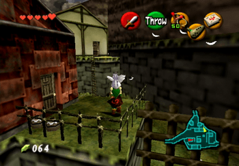 Using a Cucco to get across the fence into the northeast section of Kakariko Village