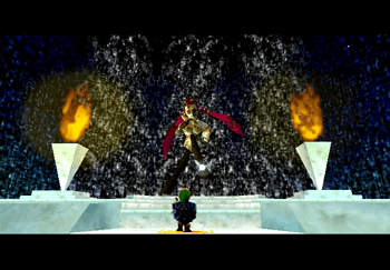 Young Link standing at a Great Fairy Fountain
