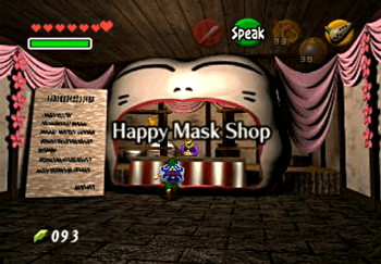 Entering the Happy Mask Shop in Hyrule Castle