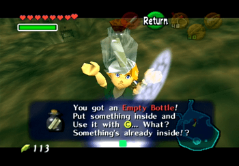 Obtaining the third Bottle in the middle of Lake Hylia