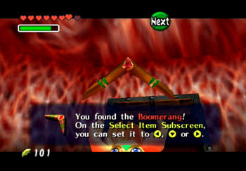 Obtaining the Boomerang from a treasure chest