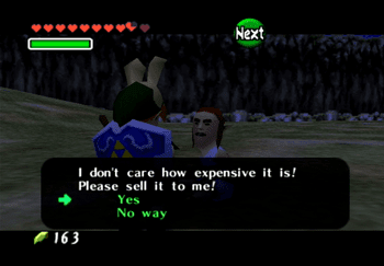 Selling the Bunny Hood to the Running Man in Hyrule Field