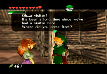 Speaking to Malon in the stables of Lon Lon Ranch