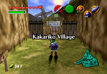 Adult Link entering Kakariko Village Title Screen