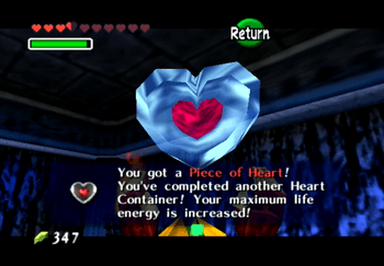 Obtaining the Piece of Heart as a reward from Dampe’s race