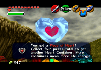 Heart Piece from the man on the roof in Kakariko Village