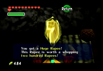 The Huge Rupee in the secret cave near Goron City