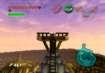 Climbing to the top of the Lakeside Laboratory to obtain the Piece of Heart