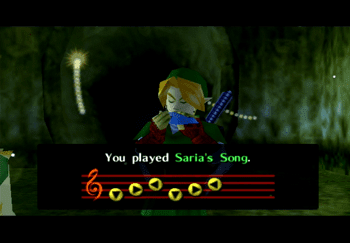 Playing Saria’s Song to get past Mido
