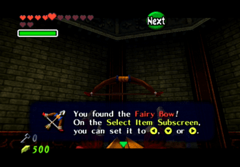 Obtaining the Fairy Bow from the treasure chest