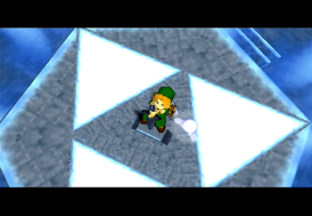 Young Link pulling the Master Sword out of the Pedestal of Time