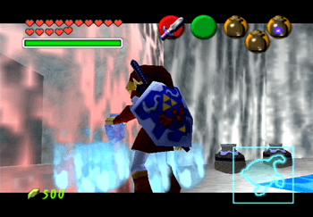 Link using Blue Fire on the red ice