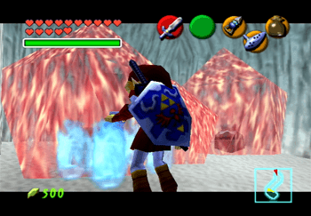 Link using Blue Fire on some red ice