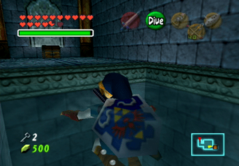 Link floating up to a treasure chest with a Small Key