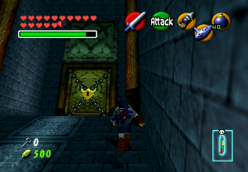 Link approaching the locked Boss Door