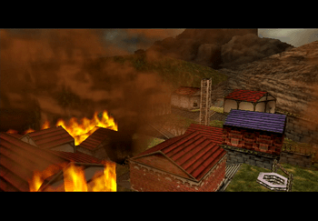 Kakariko Village on fire cinematic