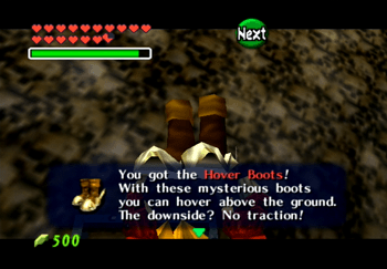 Link obtaining the Hover Boots in the Shadow Temple