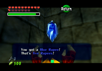 A Blue Rupee obtained from a treasure chest