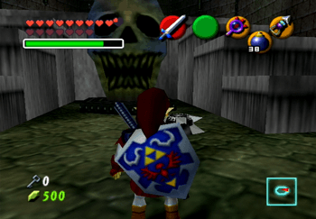 Entering the room with the large Skull with blue flames in the Shadow Temple