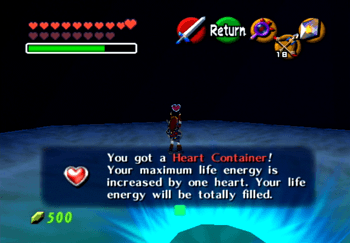 Picking up the Heart Container after defeating Bongo Bongo