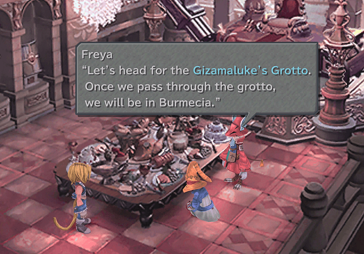 Freya suggesting that the group travel to Gizamaluke’s Grotto