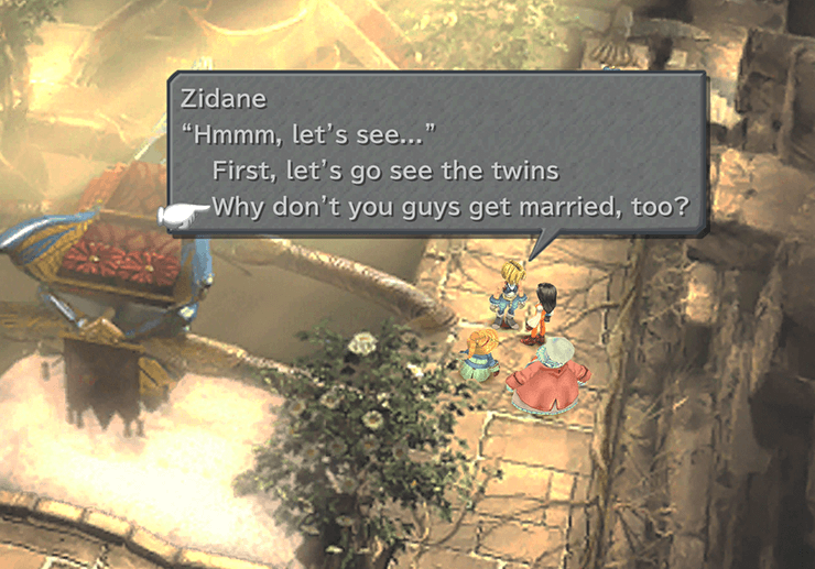 Zidane suggesting Quina and Vivi get married as well