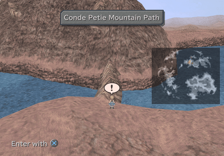 Entering the Conde Petie Mountain Path from the World Map