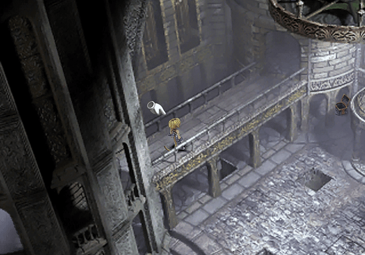 Bridge above the room with area where the Moogle is standing in Ipsen’s Castle