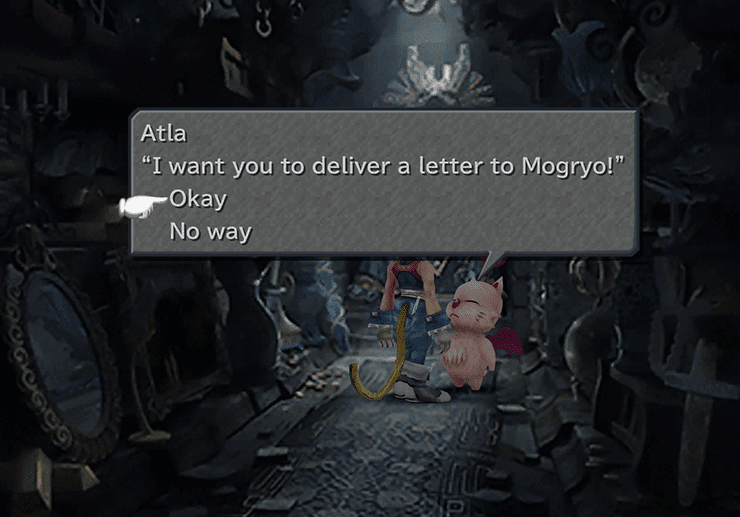 Speaking to Alta in Burmecia and taking the letter for Mogryo