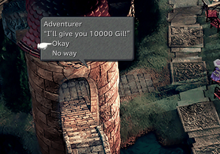 Selling the Griffin Heart to the Adventurer for 10000 gil
