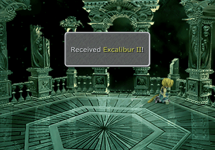 Picking up Excalibur II in the Gate to Space room in Memoria