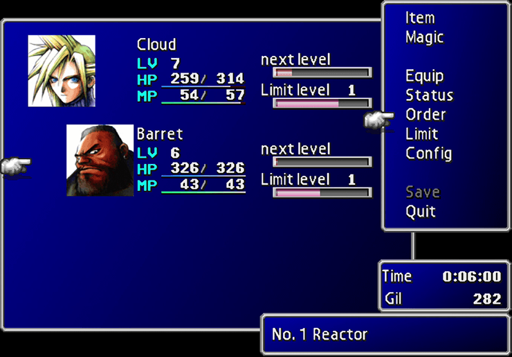 Placing Barret in the back row