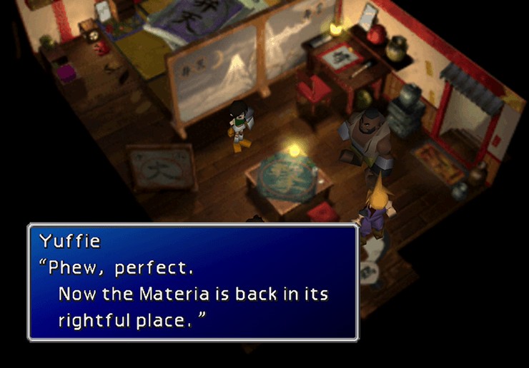 Yuffie giving the Materia back