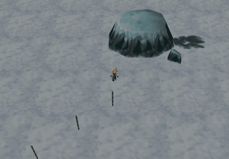 The cave in the middle of the snowy field