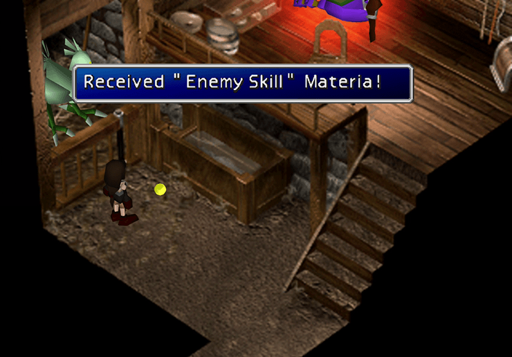 Picking up the Enemy Skill Materia in the Chocobo Sage’s House