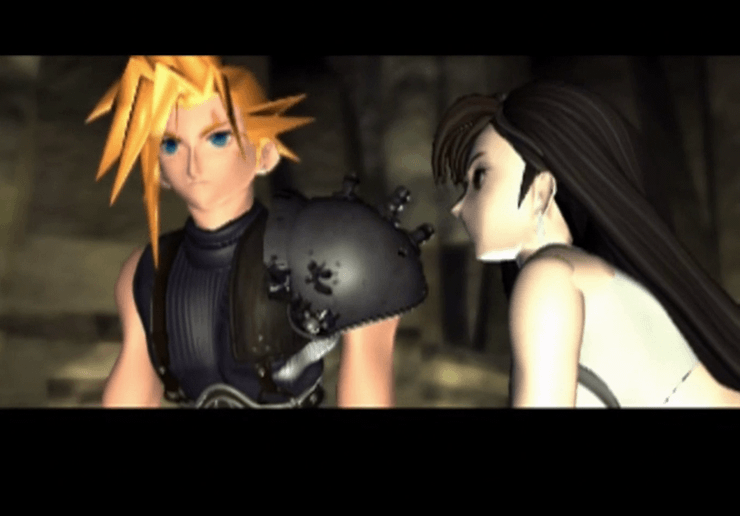 Cloud and Tifa during the final FMV