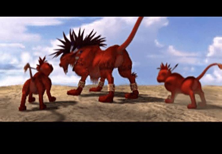 Red XIII with his kids in the ending cinematic