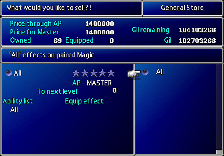 Selling an All Materia