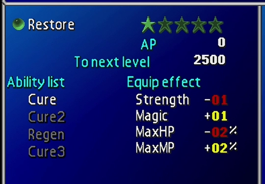 Restore Materia leveling screen