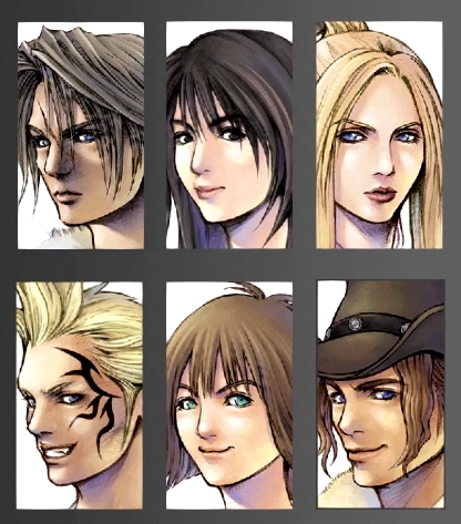 Montage of the 6 characters of Final Fantasy VIII
