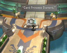 Card Princess Diamond twins at the entrance to Balamb Garden