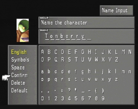 Naming screen for Tonberry Guardian Force