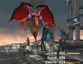 Squall, Zell and Selphie boss battle against Elvoret