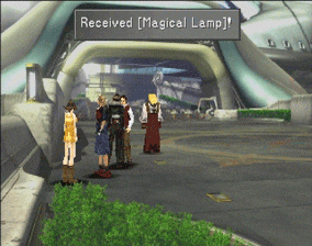 Receiving the Magical Lamp at the entrance to Balamb Garden